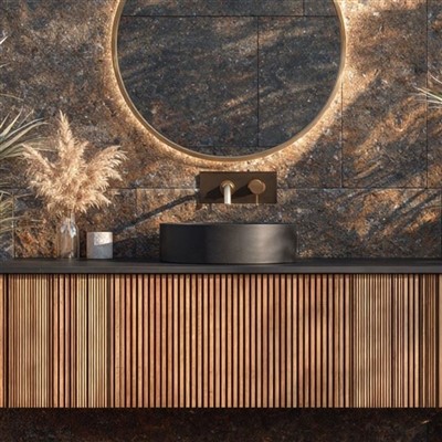 rundes Waschbecken aus Beton